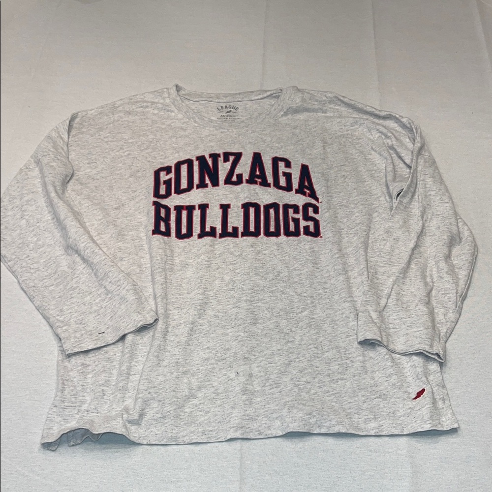 League Gray Gonzaga Bulldogs Long Sleeve Shirt - 100% Cotton
